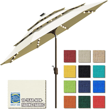 SUNGUARD UMBRELLAS Solar LED Patio Umbrella, Outdoor Market Table Umbrella with 80 LED Lights, Crank Lift, Manual Tilt, UPF 50+ Acrylic Canopy, Steel Frame, Teal, Base Not Included