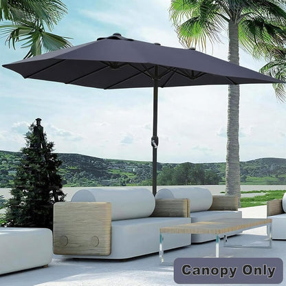 SUNGUARD UMBRELLAS 15 ft x 9 ft Patio Umbrella Replacement Canopy for 12-Rib Double-Sided Outdoor Market Umbrella, Waterproof Top Cover Only