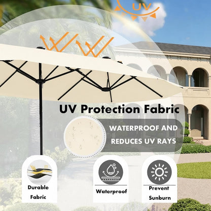 SUNGUARD UMBRELLAS 15 ft Patio Umbrella Replacement Canopy for 12-Rib Double-Sided Outdoor Market Umbrellas, Large UV-Resistant Umbrella Top Cover Only