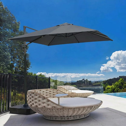 SUNGUARD UMBRELLAS 10 ft x 10 ft Square Cantilever Umbrella Replacement Canopy, 8-Rib Offset Patio Umbrella Fabric Cover, 230 GSM Solution-Dyed Polyester, UPF 50+, Canopy Only
