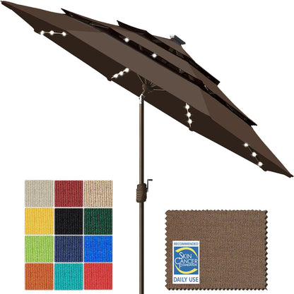 SUNGUARD UMBRELLAS Solar LED Patio Umbrella, Outdoor Market Table Umbrella with 80 LED Lights, Crank Lift, Manual Tilt, UPF 50+ Acrylic Canopy, Steel Frame, Teal, Base Not Included