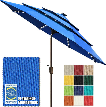 SUNGUARD UMBRELLAS Solar LED Patio Umbrella, Outdoor Market Table Umbrella with 80 LED Lights, Crank Lift, Manual Tilt, UPF 50+ Acrylic Canopy, Steel Frame, Teal, Base Not Included