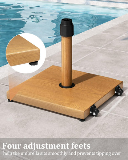 SUNGUARD UMBRELLAS 45 lb Patio Umbrella Base with Wheels, Heavy Duty Pre-Filled Concrete Outdoor Umbrella Stand, Wind-Resistant Base for 6–12 ft Umbrellas