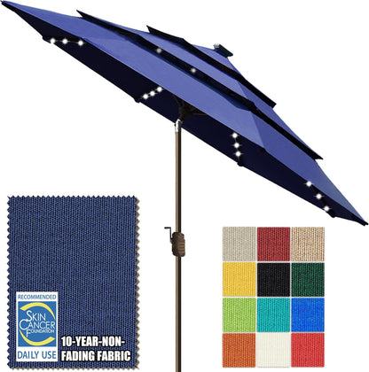SUNGUARD UMBRELLAS Solar LED Patio Umbrella, Outdoor Market Table Umbrella with 80 LED Lights, Crank Lift, Manual Tilt, UPF 50+ Acrylic Canopy, Steel Frame, Teal, Base Not Included
