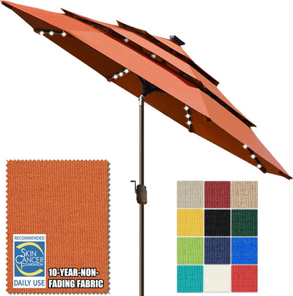SUNGUARD UMBRELLAS Solar LED Patio Umbrella, Outdoor Market Table Umbrella with 80 LED Lights, Crank Lift, Manual Tilt, UPF 50+ Acrylic Canopy, Steel Frame, Teal, Base Not Included