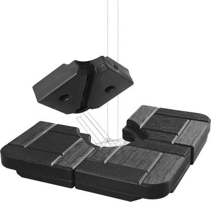 SUNGUARD UMBRELLAS 4-Piece 190 lb Fillable Cantilever Umbrella Base, Heavy Duty Water or Sand Fillable Offset Patio Umbrella Weight Stand, Black, for 9 ft to 10 ft Outdoor Umbrellas