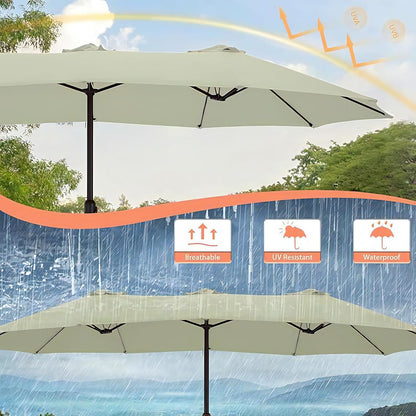 SUNGUARD UMBRELLAS 15 ft x 9 ft Patio Umbrella Replacement Canopy for 12-Rib Double-Sided Outdoor Market Umbrella, Waterproof Top Cover Only