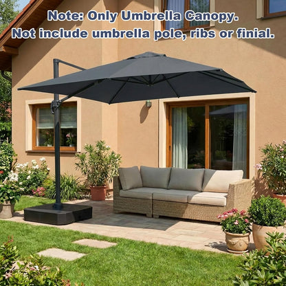 SUNGUARD UMBRELLAS 10 ft x 10 ft Square Cantilever Umbrella Replacement Canopy, 8-Rib Offset Patio Umbrella Fabric Cover, 230 GSM Solution-Dyed Polyester, UPF 50+, Canopy Only