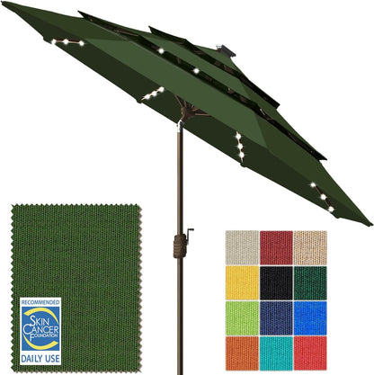 SUNGUARD UMBRELLAS Solar LED Patio Umbrella, Outdoor Market Table Umbrella with 80 LED Lights, Crank Lift, Manual Tilt, UPF 50+ Acrylic Canopy, Steel Frame, Teal, Base Not Included