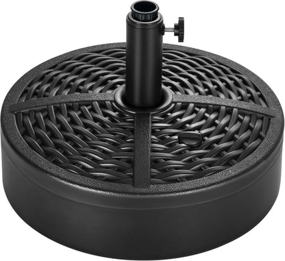 SUNGUARD UMBRELLAS Round Fillable Patio Umbrella Base, Water or Sand Fillable Outdoor Umbrella Stand, Adjustable Pole Holder Fits 1.5 in to 1.9 in Poles, Black, for 6 ft to 10 ft Patio Umbrellas