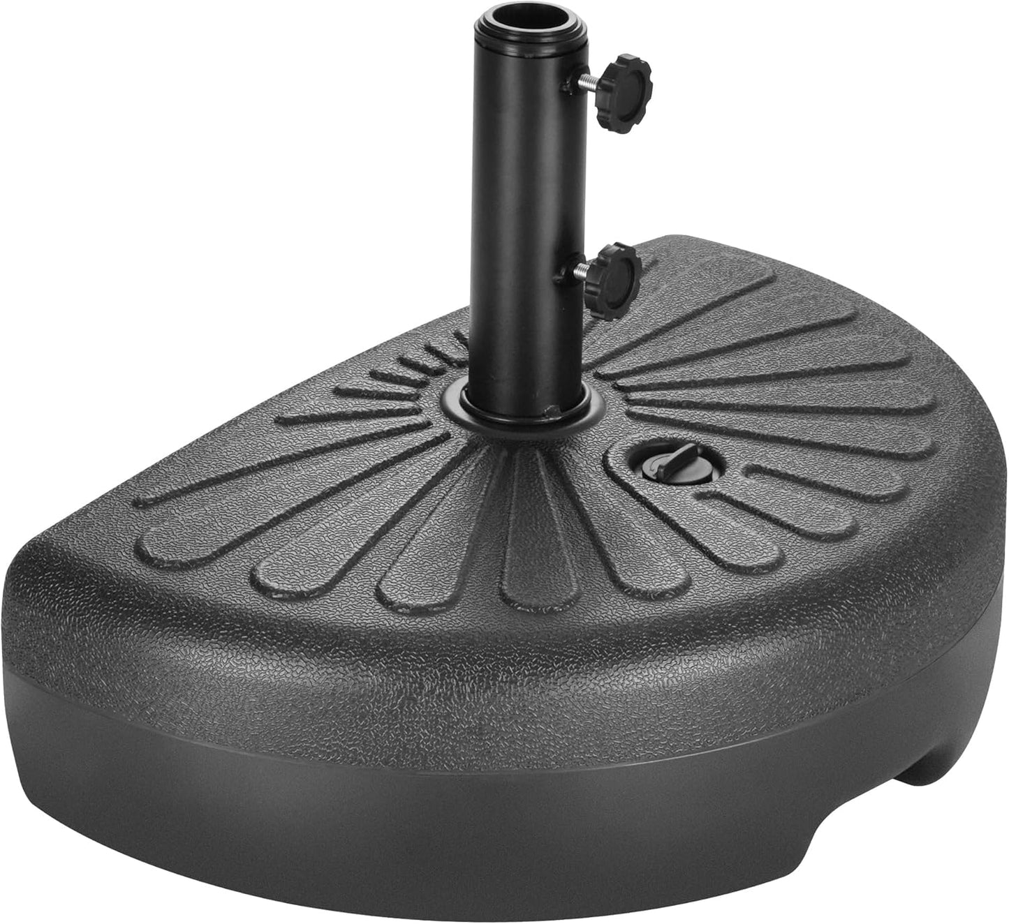 SUNGUARD UMBRELLAS 73 lb Half Round Fillable Patio Umbrella Base, Water and Sand Fillable Outdoor Umbrella Stand with Adjustable Pole Reducers, Black, for Market Table Umbrellas and Half Umbrellas