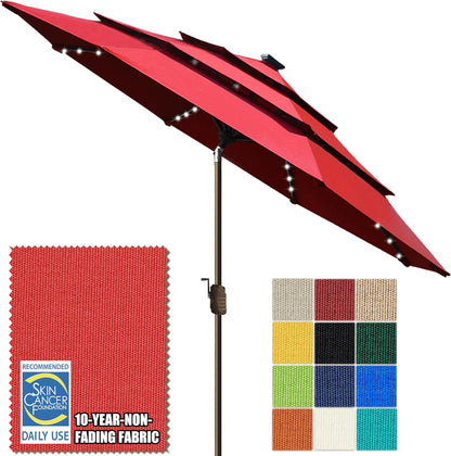 SUNGUARD UMBRELLAS Solar LED Patio Umbrella, Outdoor Market Table Umbrella with 80 LED Lights, Crank Lift, Manual Tilt, UPF 50+ Acrylic Canopy, Steel Frame, Teal, Base Not Included