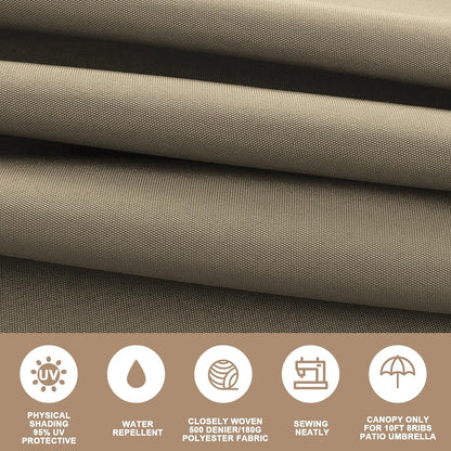 SUNGUARD UMBRELLAS 10 ft Patio Umbrella Replacement Canopy, 8-Rib Outdoor Umbrella Fabric Cover for Hanging Offset, Cantilever, and Market Umbrellas, 300D Polyester, Canopy Only