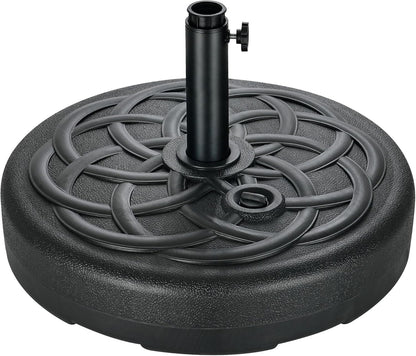SUNGUARD UMBRELLAS Round Fillable Patio Umbrella Base, Water or Sand Fillable Outdoor Umbrella Stand, Adjustable Pole Holder Fits 1.5 in to 1.9 in Poles, Black, for 6 ft to 10 ft Patio Umbrellas