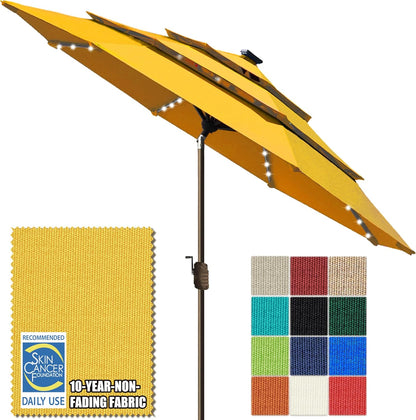 SUNGUARD UMBRELLAS Solar LED Patio Umbrella, Outdoor Market Table Umbrella with 80 LED Lights, Crank Lift, Manual Tilt, UPF 50+ Acrylic Canopy, Steel Frame, Teal, Base Not Included
