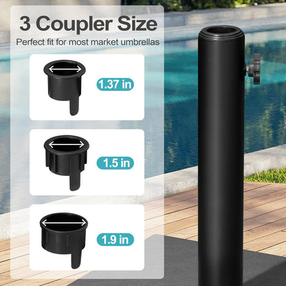 SUNGUARD UMBRELLAS 43 lb Square Patio Umbrella Base with Wheels, Pre-Filled Concrete Outdoor Market Umbrella Stand, Powder-Coated Steel, Gray, Fits 1.37 in, 1.5 in, and 1.9 in Poles