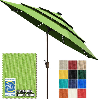 SUNGUARD UMBRELLAS Solar LED Patio Umbrella, Outdoor Market Table Umbrella with 80 LED Lights, Crank Lift, Manual Tilt, UPF 50+ Acrylic Canopy, Steel Frame, Teal, Base Not Included