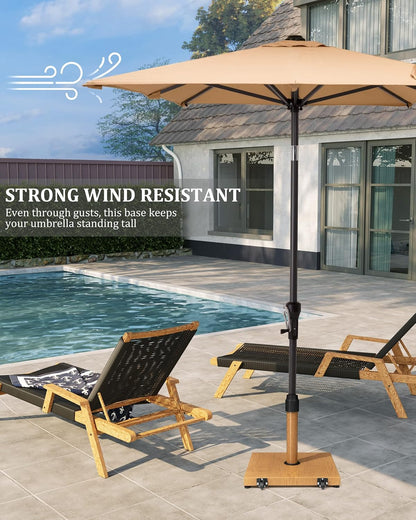 SUNGUARD UMBRELLAS 45 lb Patio Umbrella Base with Wheels, Heavy Duty Pre-Filled Concrete Outdoor Umbrella Stand, Wind-Resistant Base for 6–12 ft Umbrellas