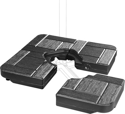 SUNGUARD UMBRELLAS 4-Piece 190 lb Fillable Cantilever Umbrella Base, Heavy Duty Water or Sand Fillable Offset Patio Umbrella Weight Stand, Black, for 9 ft to 10 ft Outdoor Umbrellas