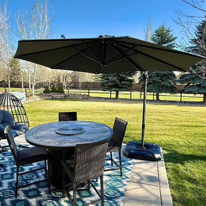 SUNGUARD UMBRELLAS Square Cantilever Patio Umbrella, 360-Degree Rotating Offset Outdoor Umbrella with Aluminum Frame, Crank Lift, Manual Tilt, Cross Base Included, Beige