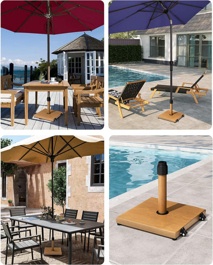 SUNGUARD UMBRELLAS 45 lb Patio Umbrella Base with Wheels, Heavy Duty Pre-Filled Concrete Outdoor Umbrella Stand, Wind-Resistant Base for 6–12 ft Umbrellas