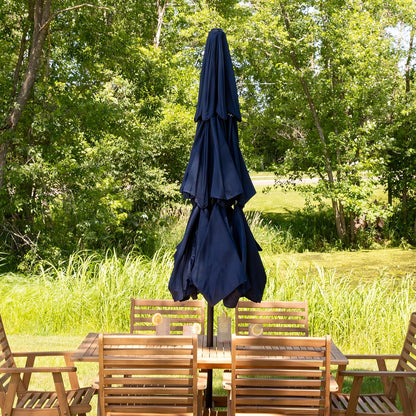 SUNGUARD UMBRELLAS 10 ft 3-Tier Solar LED Patio Umbrella, Outdoor Market Table Umbrella with 24 LED Lights, Crank Lift, Push-Button Tilt, Vented Polyester Canopy, 1.5 in Pole, Base Not Included